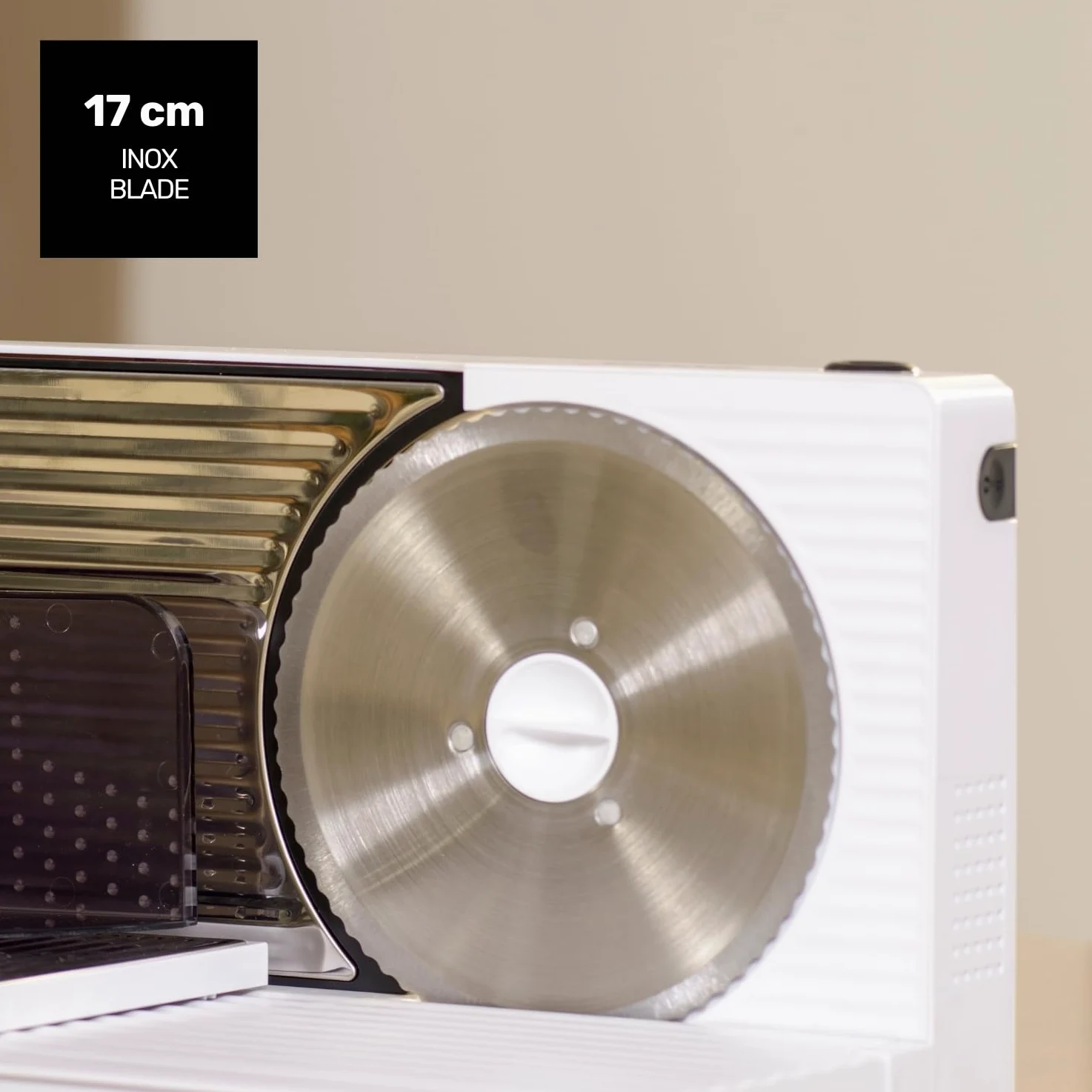 Taurus - affettatrice pieghevole Cutmaster Compact 100 W | lama acciaio inox 17 cm | spessore 1-15 mm | pulsante sicurezza | design compatto | per tutti i tipi di alimenti