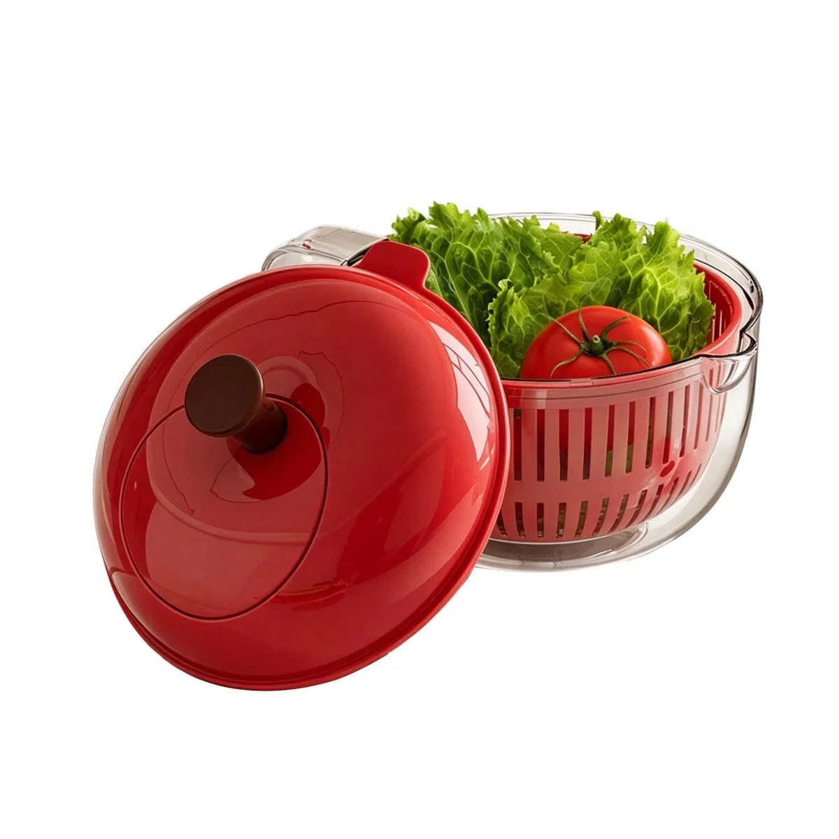 Generico Centrifuga Insalata, Asciugatrice per Verdure, Strizza Insalata con Ciotolas E Cestino in Rete, Scolas Verdure Manuale, Pulizia E Asciuga Rapidamente Verdures Frutta, 21x17cm