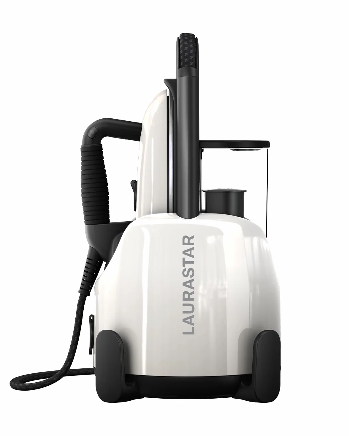 Laurastar Lift Pure White, Ferro da Stiro con Caldaia 3in1, Stira, Elimina le Pieghe e Igienizza i Tessuti, Vapore Igienico, Design, Serbatoio Rimovibile dell’Acqua, Stirare Verticale, Bianco