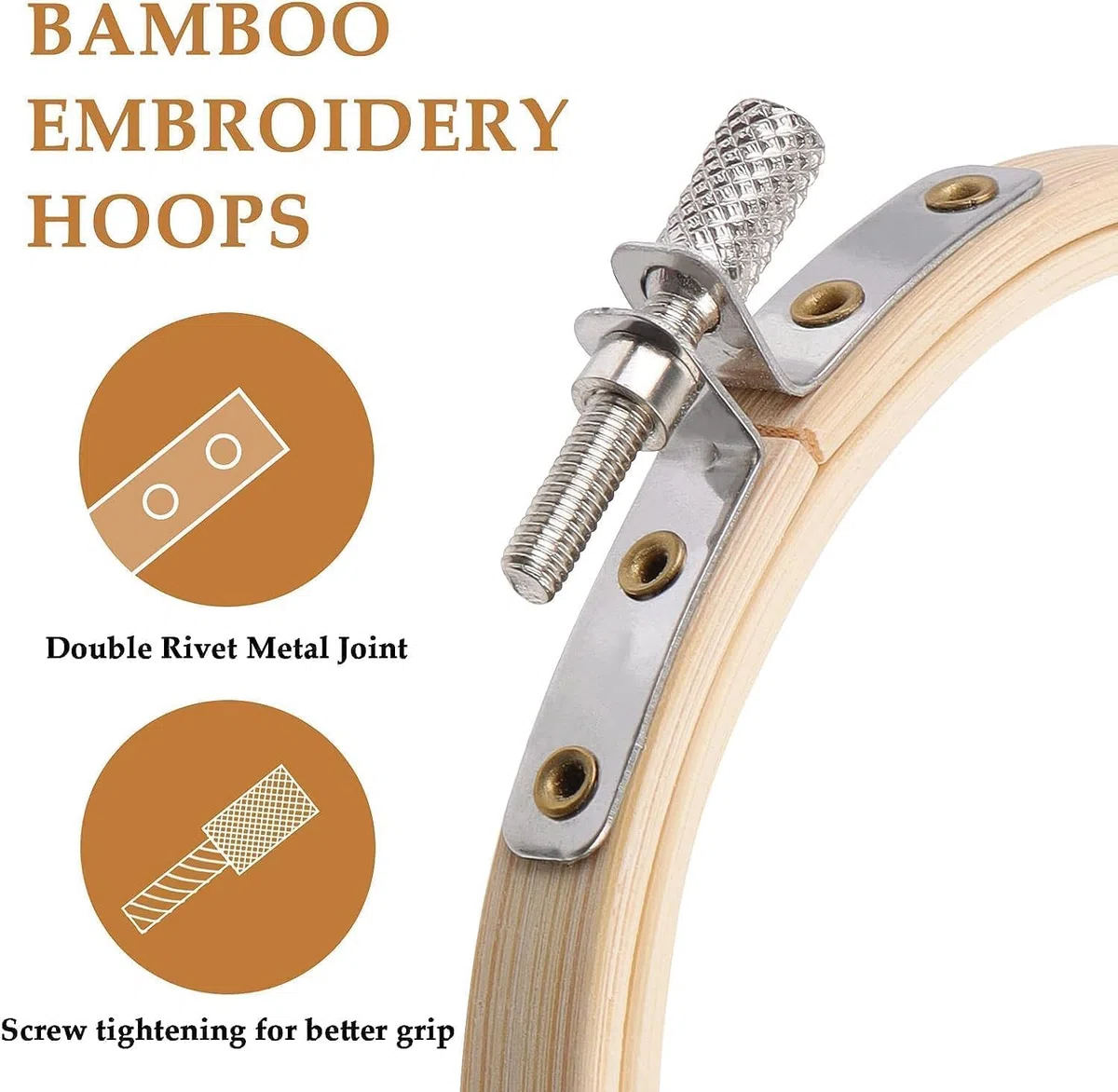 ZOOQUE 20 Pezzi Telaio da Ricamo,Bamboo Cerchio Cerchi da Ricamo in Legno per Punto Croce L'artigianato il Cucito a Mano Decorazione e Progetti Fai da Te e Cucito (10cm,20Pezzi)