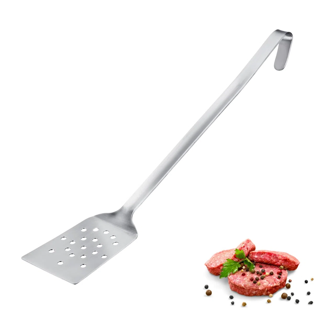 Westmark Turner Pro – spatola in acciaio inossidabile con fori e gancio per appenderla – perfetta per padelle, barbecue e cucine professionali – pala per padella – argento, 45 cm