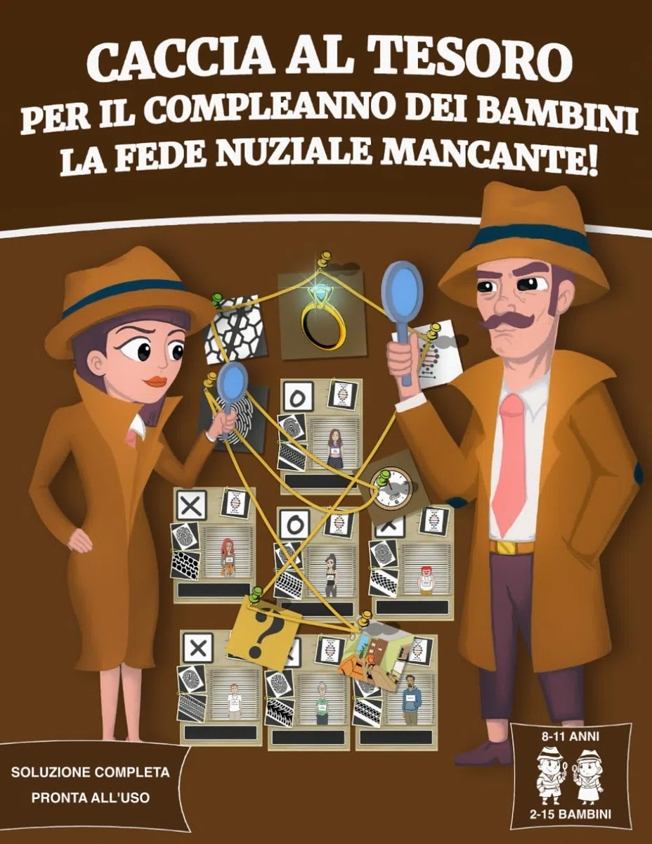 Caccia al tesoro per il compleanno dei bambini: la fede nuziale mancante!: Set completo pronto all'uso | Per 2-15 ragazze e ragazzi di 8-11 anni