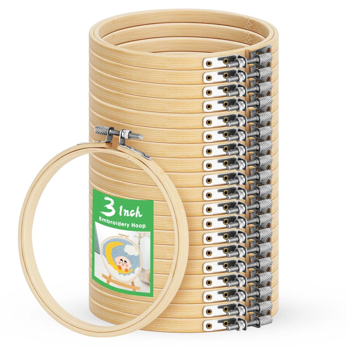 ZOOQUE 20 Pezzi Telaio da Ricamo,Bamboo Cerchio Cerchi da Ricamo in Legno per Punto Croce L'artigianato il Cucito a Mano Decorazione e Progetti Fai da Te e Cucito (10cm,20Pezzi)