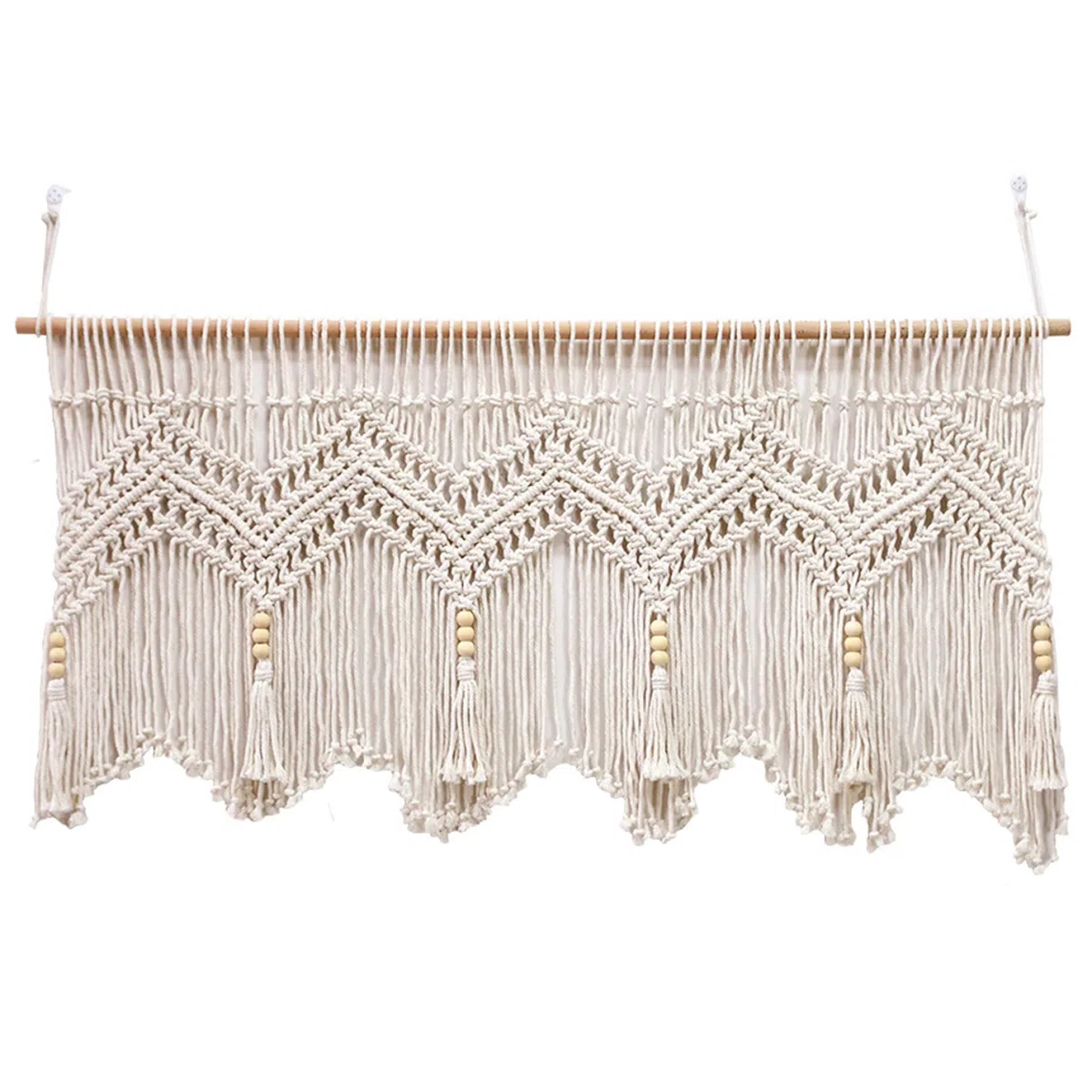 Tende Macrame per finestre, mantovana Macrame Intrecciata da 52x21 Pollici in Corda di Cotone, mantovana Boho Corta a Parete per la Cucina Camera da Letto Bagno Soggiorno portiera Balcone &&