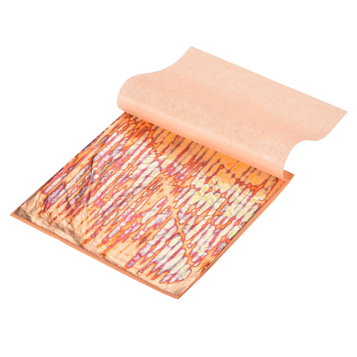 QUARKZMAN 25 Fogli Oro Finta 14cm x 14cm Fogli di Rame con Motivo A Strisce per Artigianato, Cornici, Unghie E Decorazioni Fai da Te