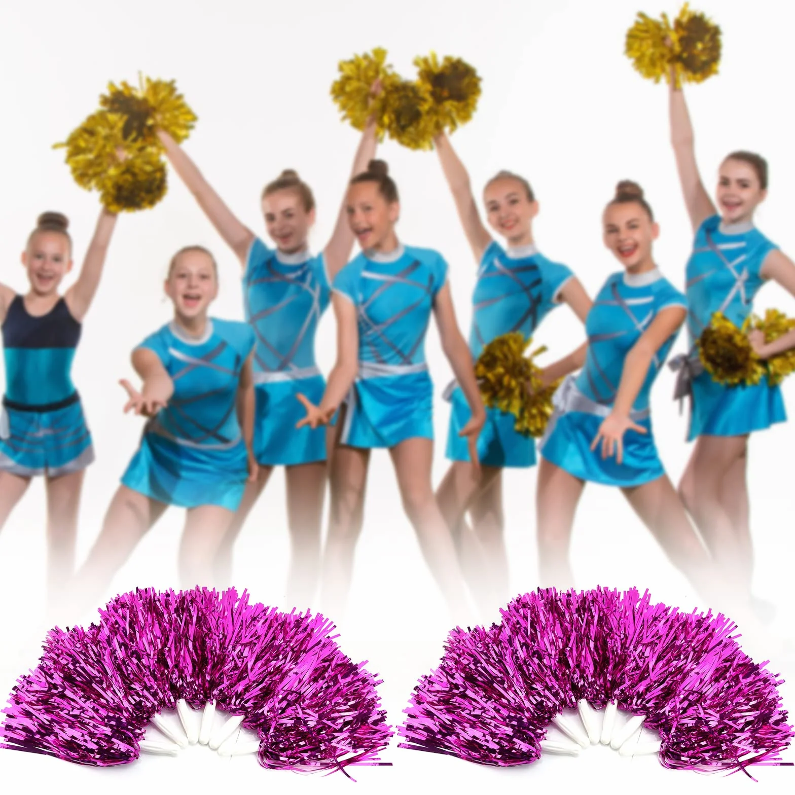 DeWin 6pcs Pom-Pom Girls, Pompon Sport Cheer Party Accessorio di Danza Strumento per Riunione Sportiva, Stadio, Festa, Vacanze