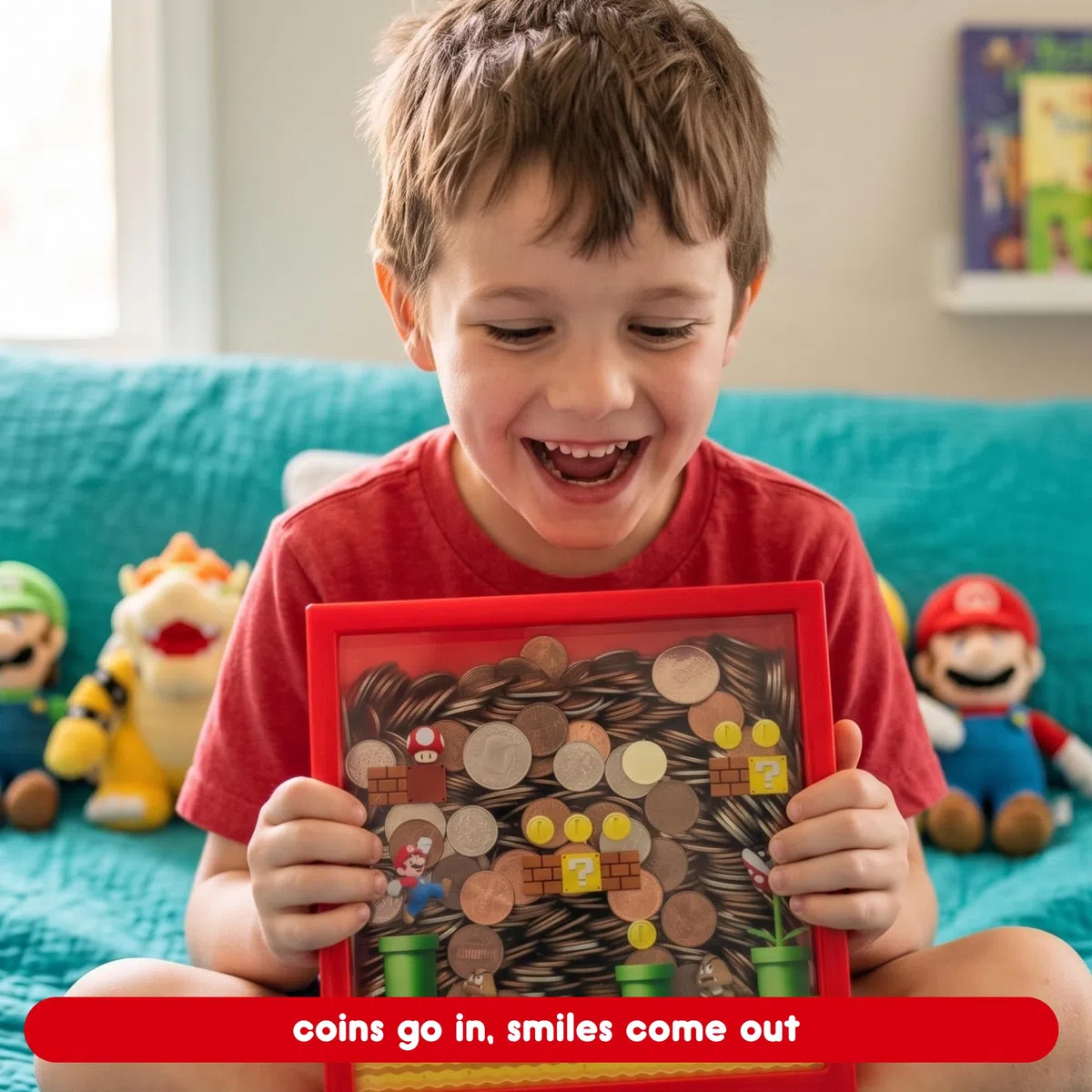 Salvadanaio Super Mario Salvadanaio Nintendo, Regalo per Fan, 18cm