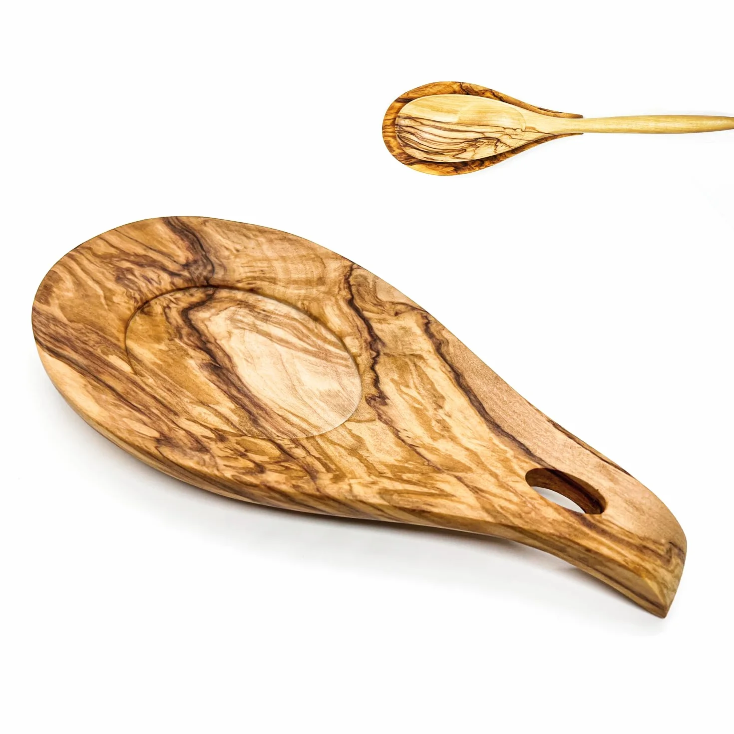 Poggia Mestolo Cucina,Apoggia Cucchiaio in Legno Naturale,Appoggia Mestoli da Cucina,per Ristorante Domestico (Olive wood)