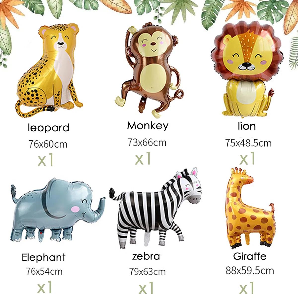 Safari nella giungla Set di decor per il compleanno,Giungla Decor di compleanno in stoviglie con palloncini in foil,Piatti di carta bicchieri tovaglioli Palloncino 20 ospiti