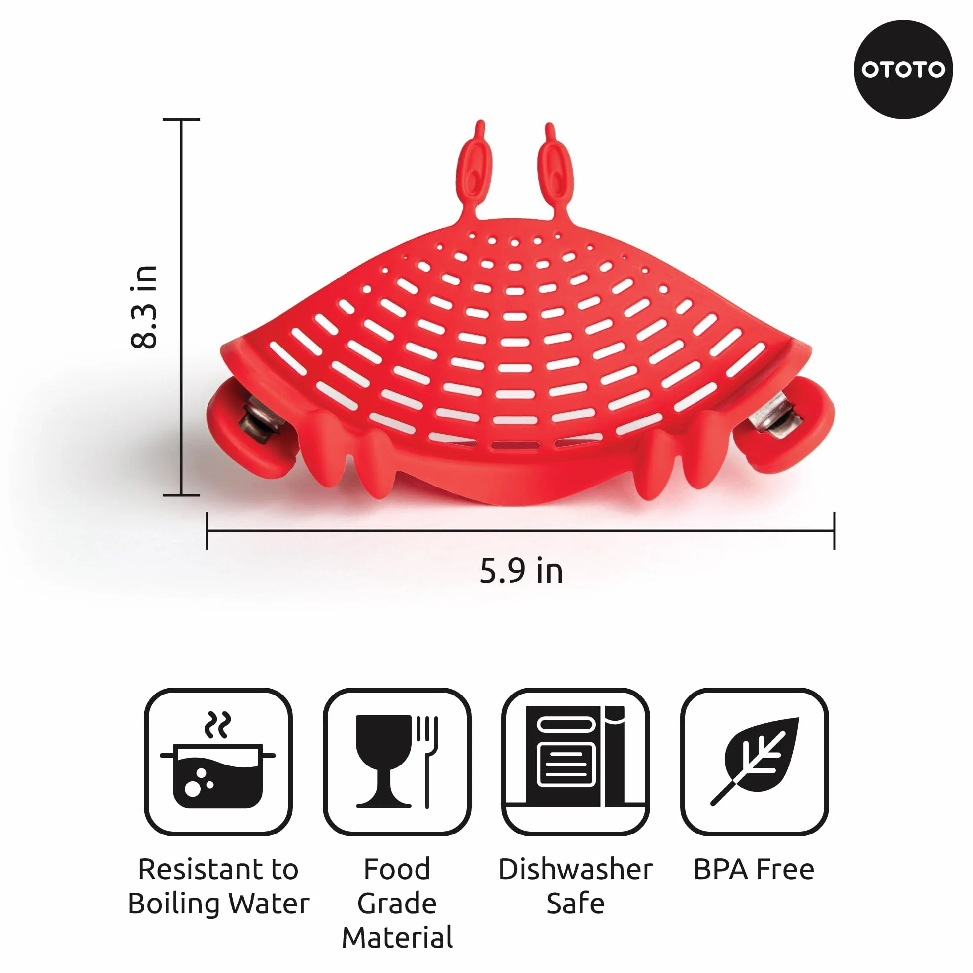 Scolapasta di OTOTO - Utensili Cucina Divertenti, Gadget Cucina, Accessori de cucina, Colino per Spaghetti e Alimenti (Granchio - Scolapasta da Pentola)