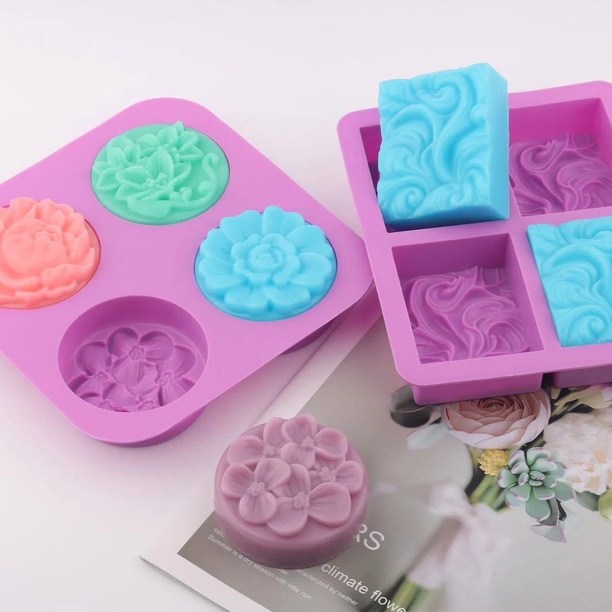 2 Pezzi Stampo per Sapone, Stampi per Sapone in Silicone, Stampi per Saponette Fai Fa Te, Stampo Morbido per Saponi, Formine Saponette, Stampo per Sapone Fatto a Mano, Artigianato in Resina