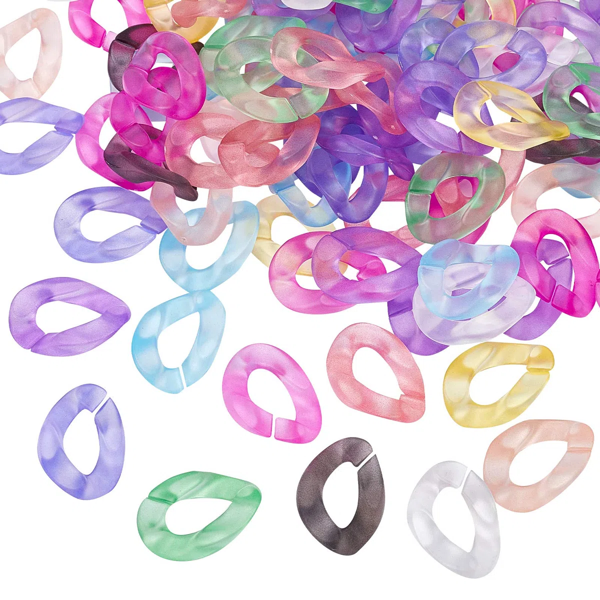 PH PandaHall 200pcs anelli di collegamento in acrilico, connettori a collegamento rapido a 10 colori per catene da borsa Collana con orecchini Gioielli Catena per occhiali Artigianato fai da te