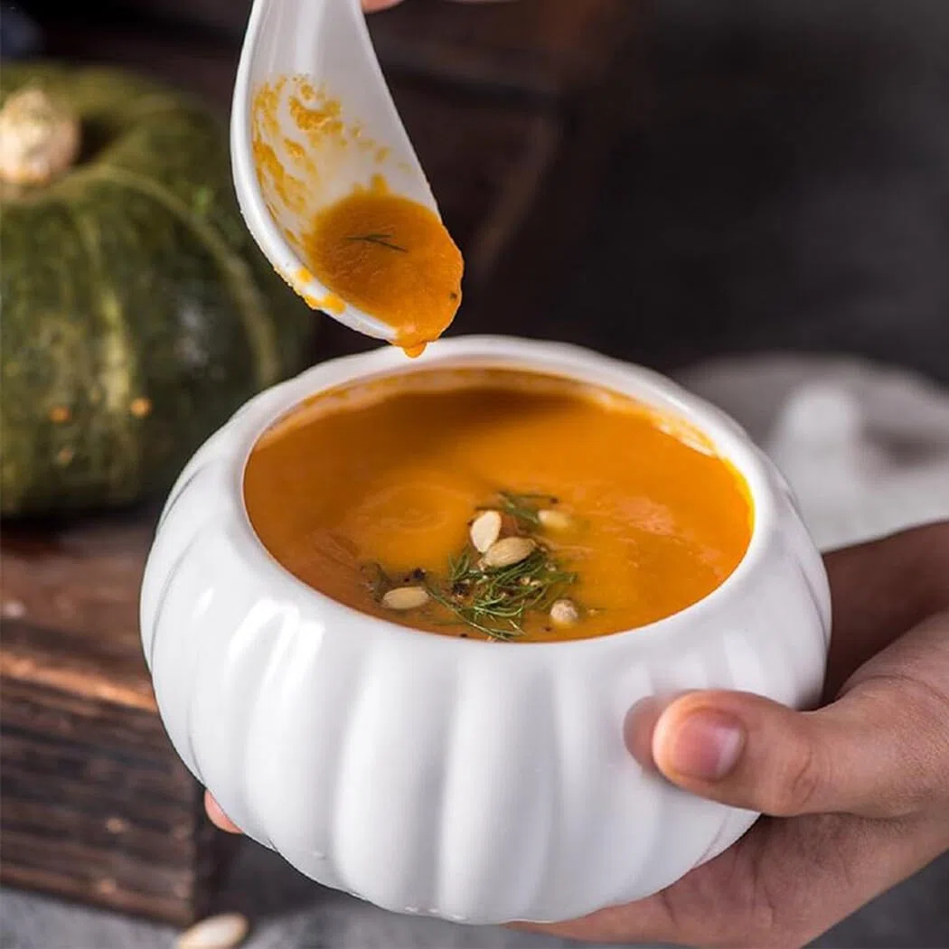 Zuppiera in ceramica a forma di zucca con coperchio, versatile per stufato per la casa, edizione Halloween, 11,5 x 10,5 cm, 55D53OJ10EAQC7