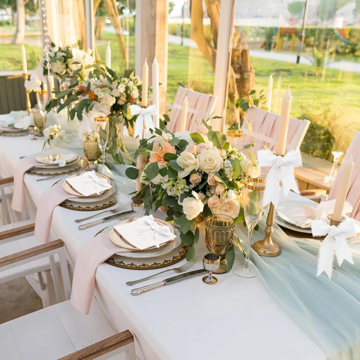 Nastro in Chiffon Bianco, 2,5 cm x 40,0 m, Regalo Frange Fatto a Mano, Largo di Seta per Inviti di Nozze, Bouquet da Sposa, Confezione Regali