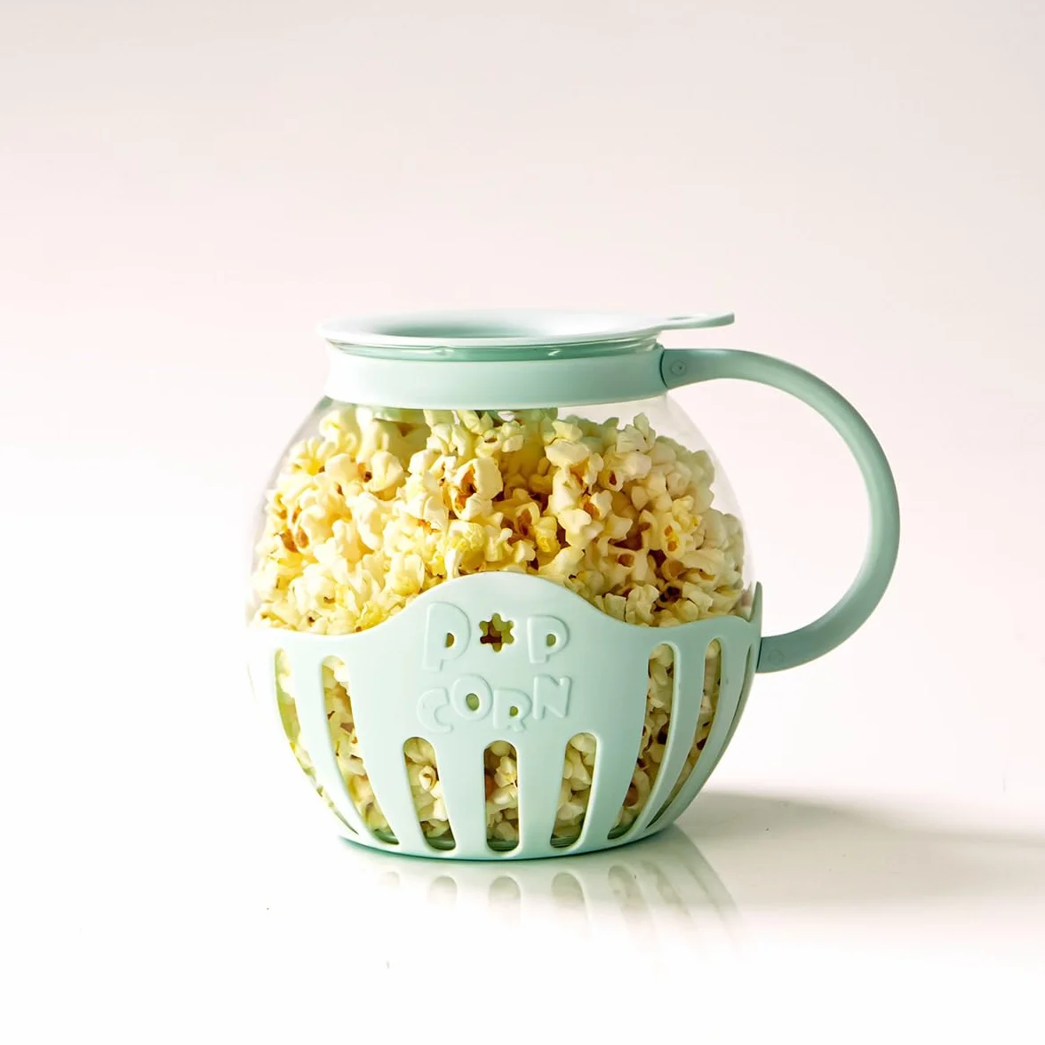 Jocca, Popcorniera in Vetro 2,2L per Microonde, Griglia per Burro in Silicone