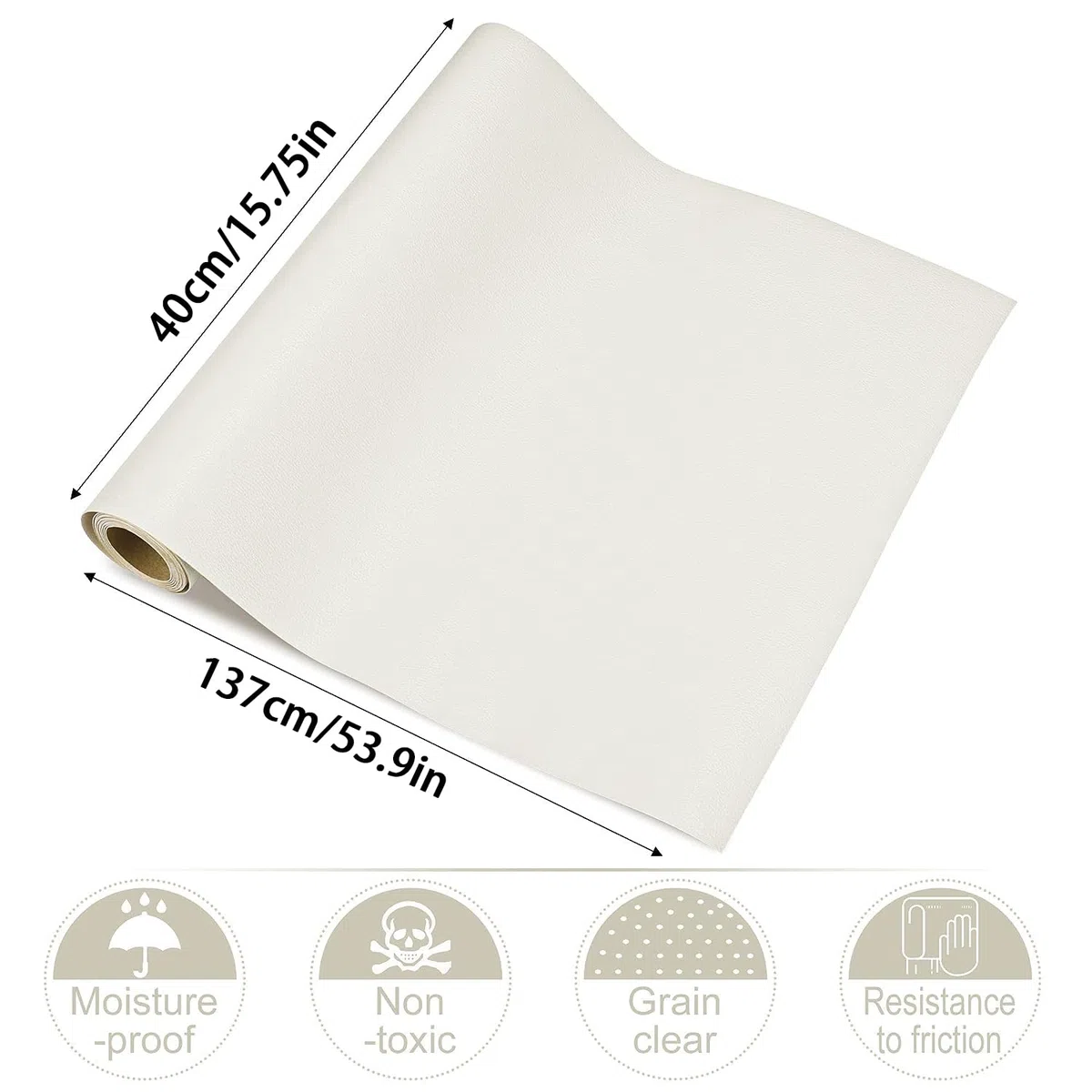 Patch Pelle Adesiva per Riparazioni, 40 x 137cm, Ecopelle Autoadesiva in PU per Divani (Bianco Latte)