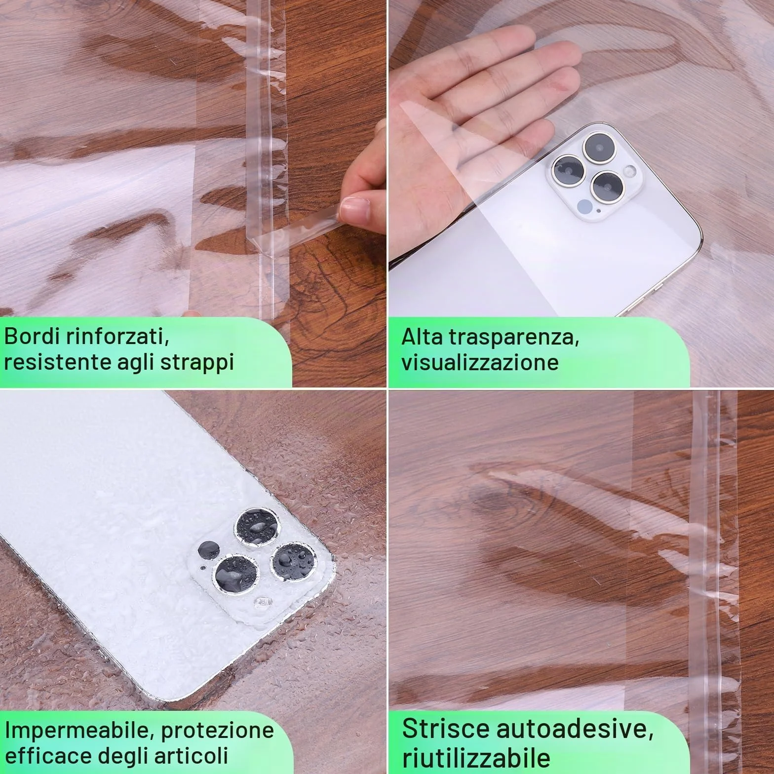JIANTA 100 Pezzi A3 Cellophane Bags Autosigillanti Trasparente Sacchetti Imballaggio 31cm x 46cm