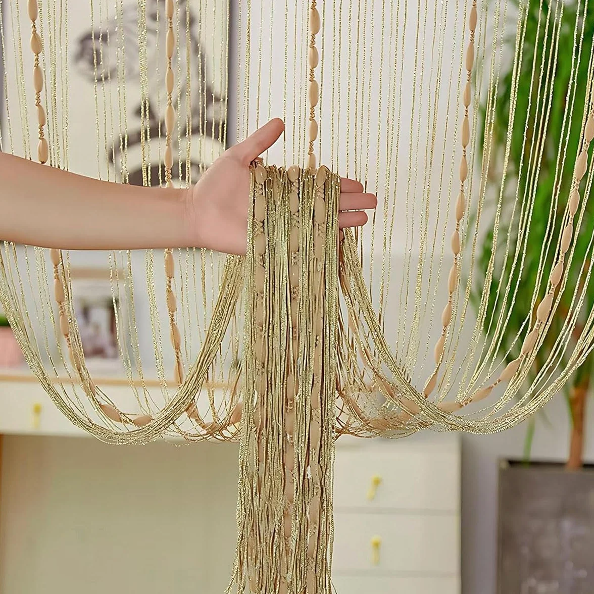 Tenda anti-mosche, portafinestra, 200 x 100 cm, tenda a fili, come divisorio o decorazione per ambienti, tende decorative con nappe glitterate per porte e finestre