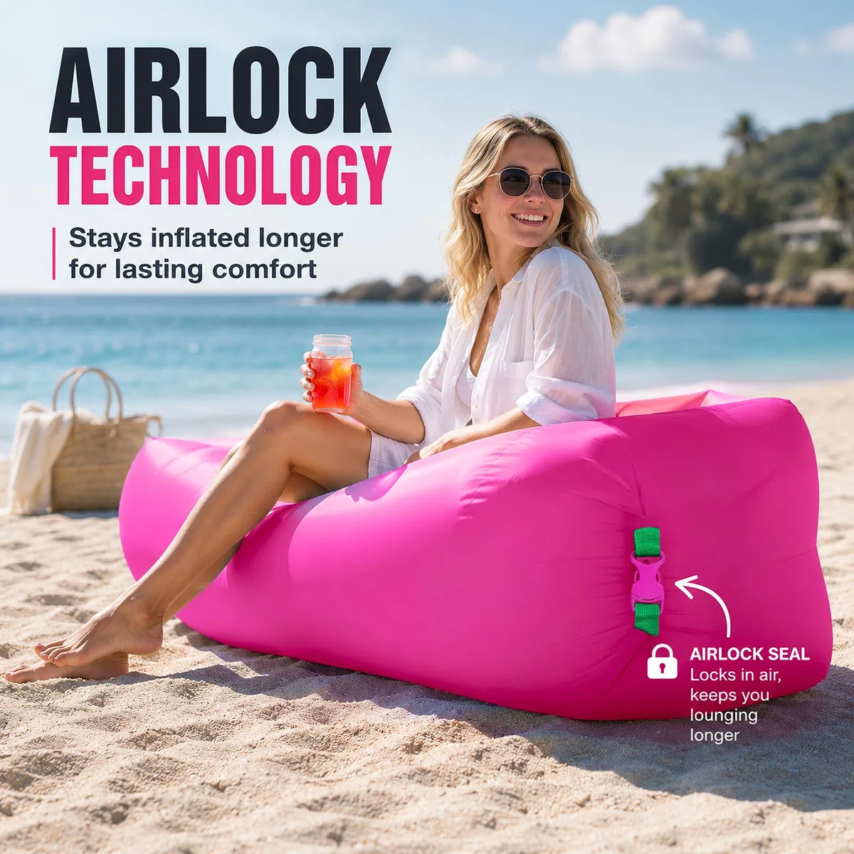 Divano Gonfiabile, Lettino Gonfiabile, Fauteuil de Plage Gonflable, Canapé Gonflable Portable, Sdraio Gonfiabile, Divano Gonfiabile Campeggio Pieghevole, per Spiaggia, Viaggi, Campeggio (B)