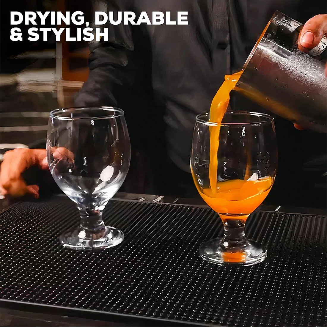 Tappetino Bar, Tappetino Scolapiatti, Antiscivolo Scolapiatti per Bancone Cucina Cocktail da Bar, Adatto per Bar o Angolo Bar per Casa, Utilizzato per Fissare Bicchieri da Vino 40X20cm