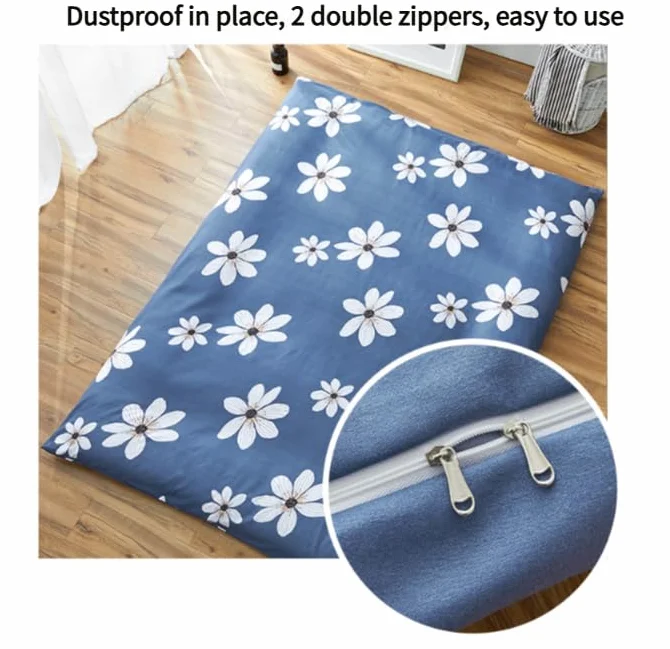 Coprimaterasso futon da pavimento con cerniera, tinta unita, copertura completa, lavabile, antipolvere e rimovibile, con cerniera, per materasso futon giapponese tatami (grigio scuro, 120 x 190 cm)