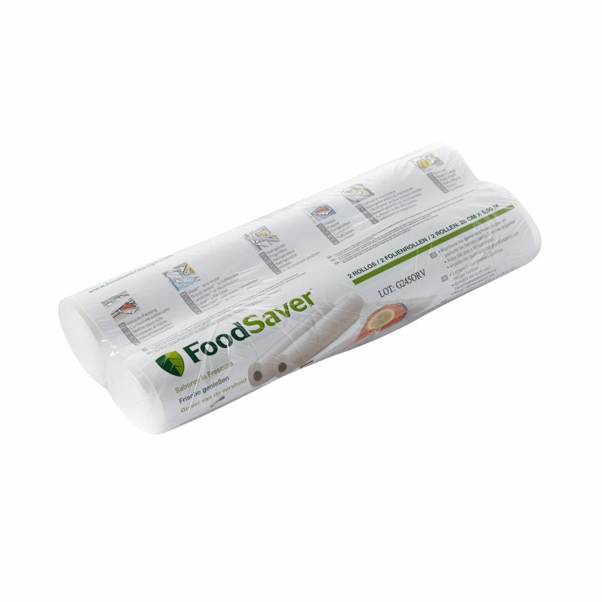 FoodSaver 2 Rotoli Termosigillabile per Macchina per Sottovuoto Alimenti, senza BPA, 28 cm x 5.5 m, Made in Italy