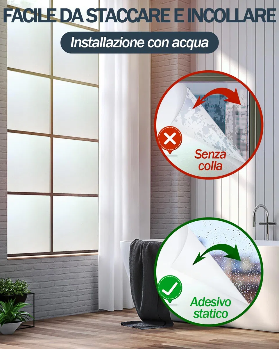 Lovepea Pellicola per Vetri Finestre Privacy - Con Strumenti di Installazione, Adesivo Statico, Controllo del Calore, Protezione UV, Ideale per Porte di Uffici Casa o Bagno (Bianco Opaco, 44.5x200cm)