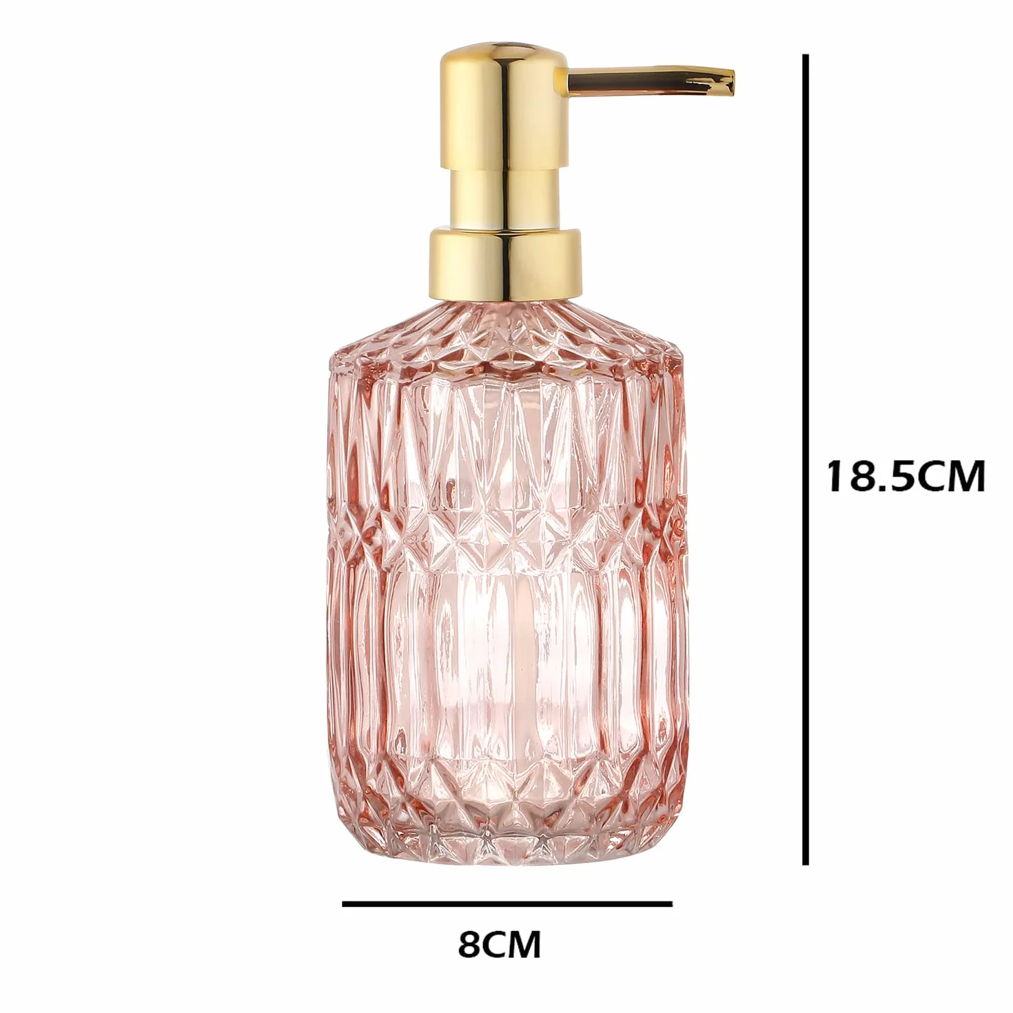YunNasi Dosatore Sapone Liquido Vetro Dispenser Sapone Realizzato in Vetro per Detersivo per Piatti, Lozione Shampoo, Controsoffitto Bagno, Cucina, Lavanderia (Rosa)