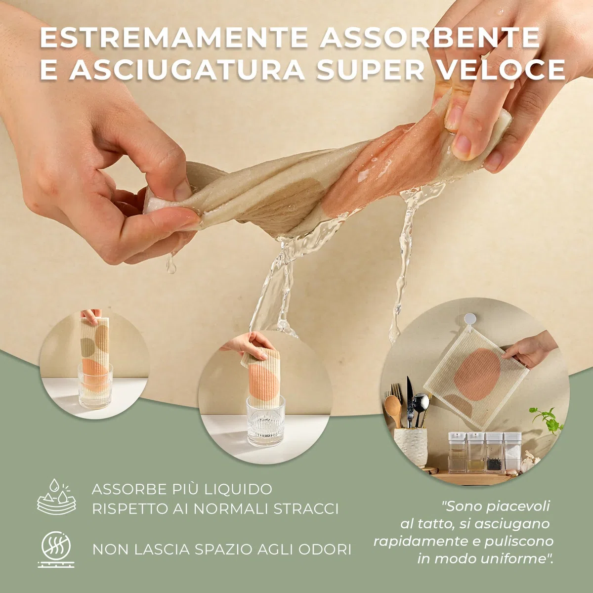 MaisoNovo Strofinacci Svedesi - Strofinacci Svedesi Per La Cucina - Asciugamani Di Carta Riutilizzabili Panni Lavabili Per La Pulizia Della Cucina - Confezione Moderna Da 4 Pezzi