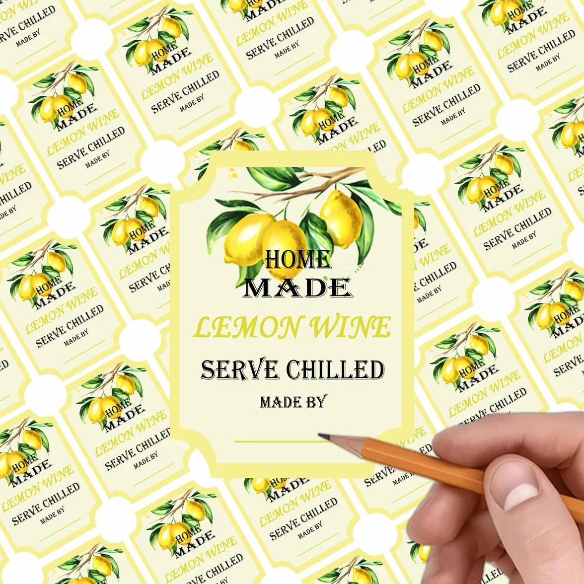 18 Etichette al Limone Fatte in Casa per Bottiglie di Vino e Bevande, Adesive Fai da Te (5 x 7,6 cm)
