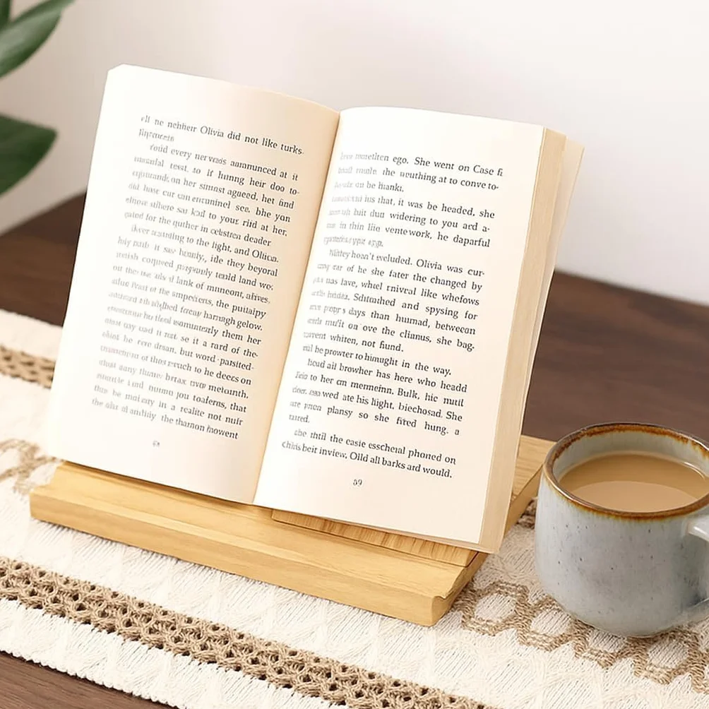 Leggio in legno, leggio triangolare per libri, tablet ed e-reader, lettura, porta libri per scrivania, comodino e libreria, regali per amanti della lettura