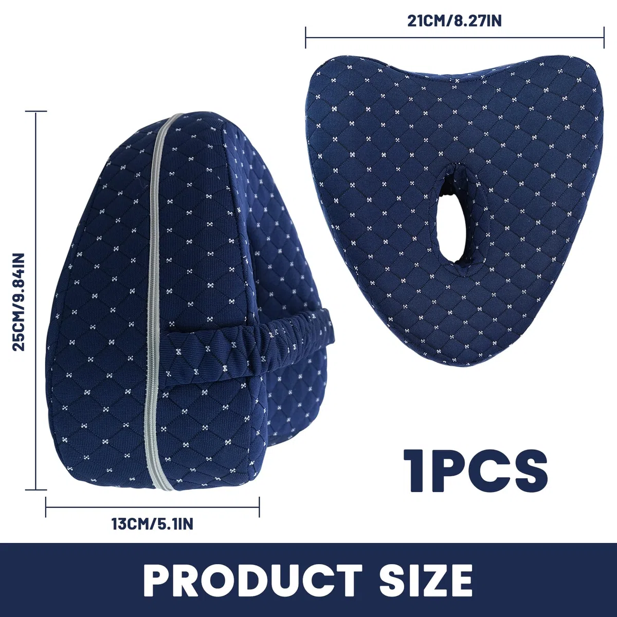 Cuscino per ginocchia per chi dorme sul fianco, ergonomico in memory foam, con cintura e rivestimento rimovibile e lavabile, supporto per ginocchia, gambe e schiena (blu)