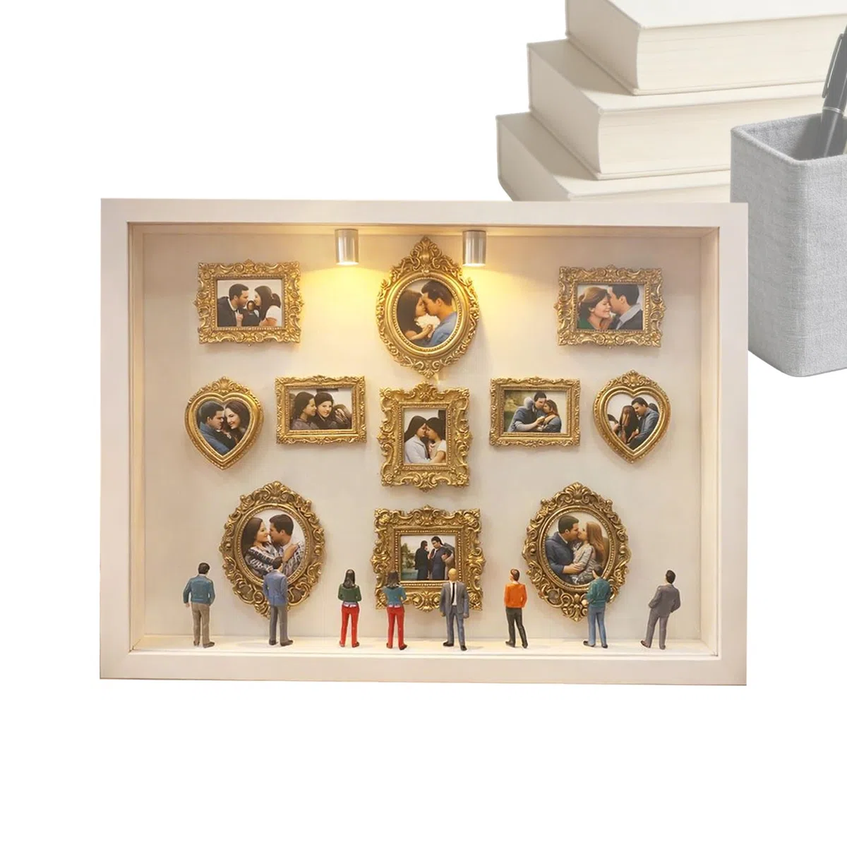 Mini Silueta De Museo DIY Mejorada 2026 Con Luz, Kit De Marco De De Sombras Artesanal Con 11 Marcos Pequeños Y 8 Figuritas, Decoraciones Personalizadas Para Vitrinas De Recuerdos