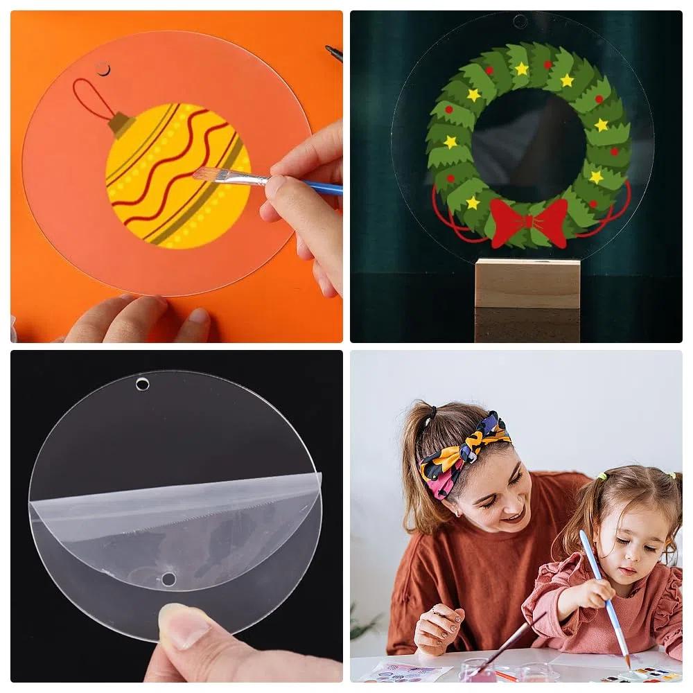 15 Pezzi Fogli Acrilici Trasparenti Rotondo Pannello Acrilico con Foro Acrilici Cerchio Trasparente Disco Acrilico per Fai Da Te, Stampare, Pittura (10 cm x 2 mm)