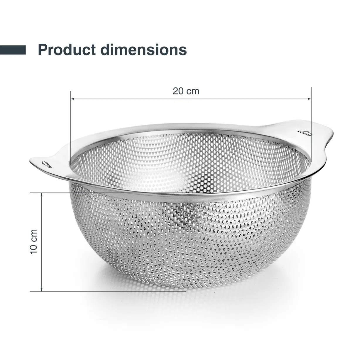 Lacor 62732 - Scolapasta Cucina Inox, Acciaio Inossidabile 18/10 e Ø20 cm | Contenitore universale impilabile con manici per scolare verdura o pasta. Adatto a pentole e lavastoviglie.