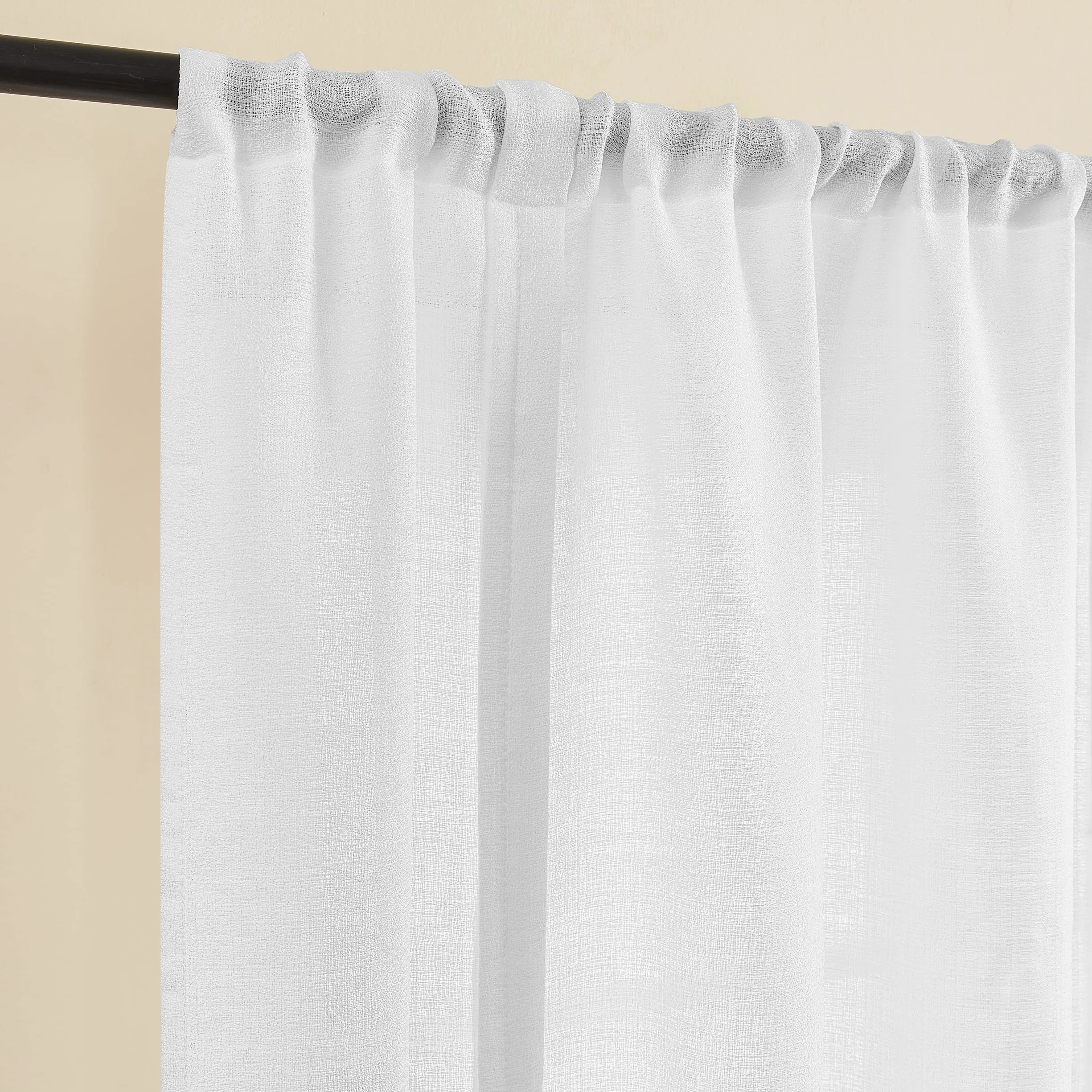 Tenda a pacchetto a 1 pannello, con legatura, spessa, tinta unita, con tasche per asta, per cucina, camera da letto, bagno, lavanderia, decorazione per finestra, 100x140cm, Bianco