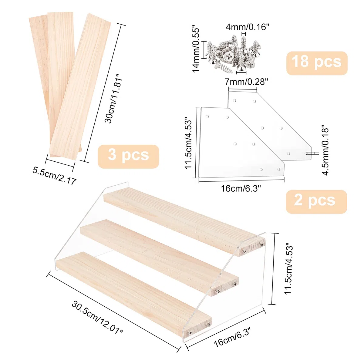 NBEADS Espositore in Acrilico, Espositore per Gioielli lahomia Espositore in Legno Acrilico a 3 Livelli Supporto per Portaoggetti con Scala a Pioli
