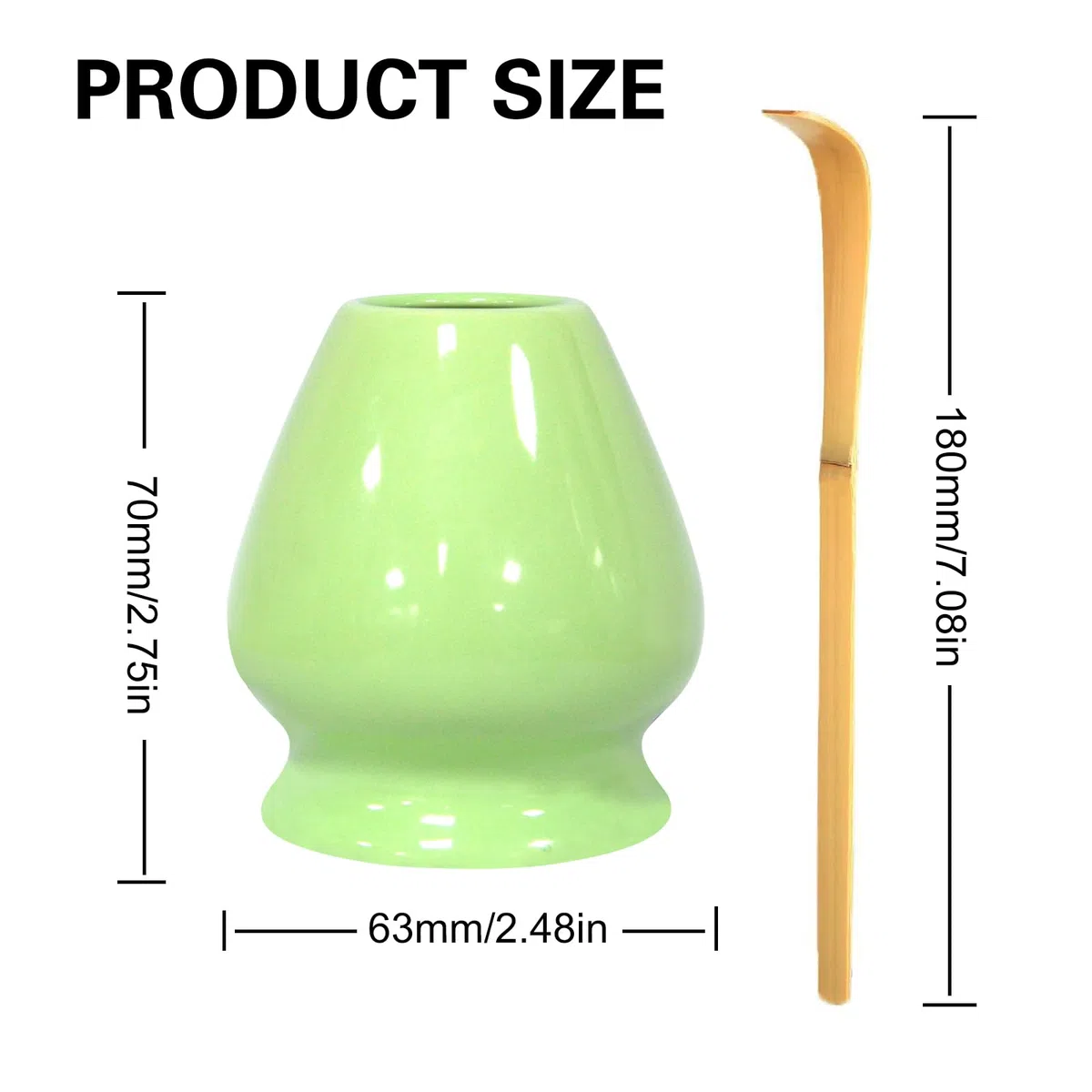 Matcha, supporto per scopa Matcha con cucchiaio, supporto per frusta in ceramica, 2 pezzi Chasen Matcha (verde chiaro)