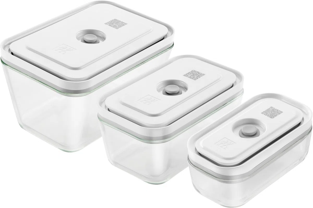 ZWILLING Zwilling VAKUUM - Set da 3 pezzi, S/M/L/in vetro, colore: Bianco Fresh & Save