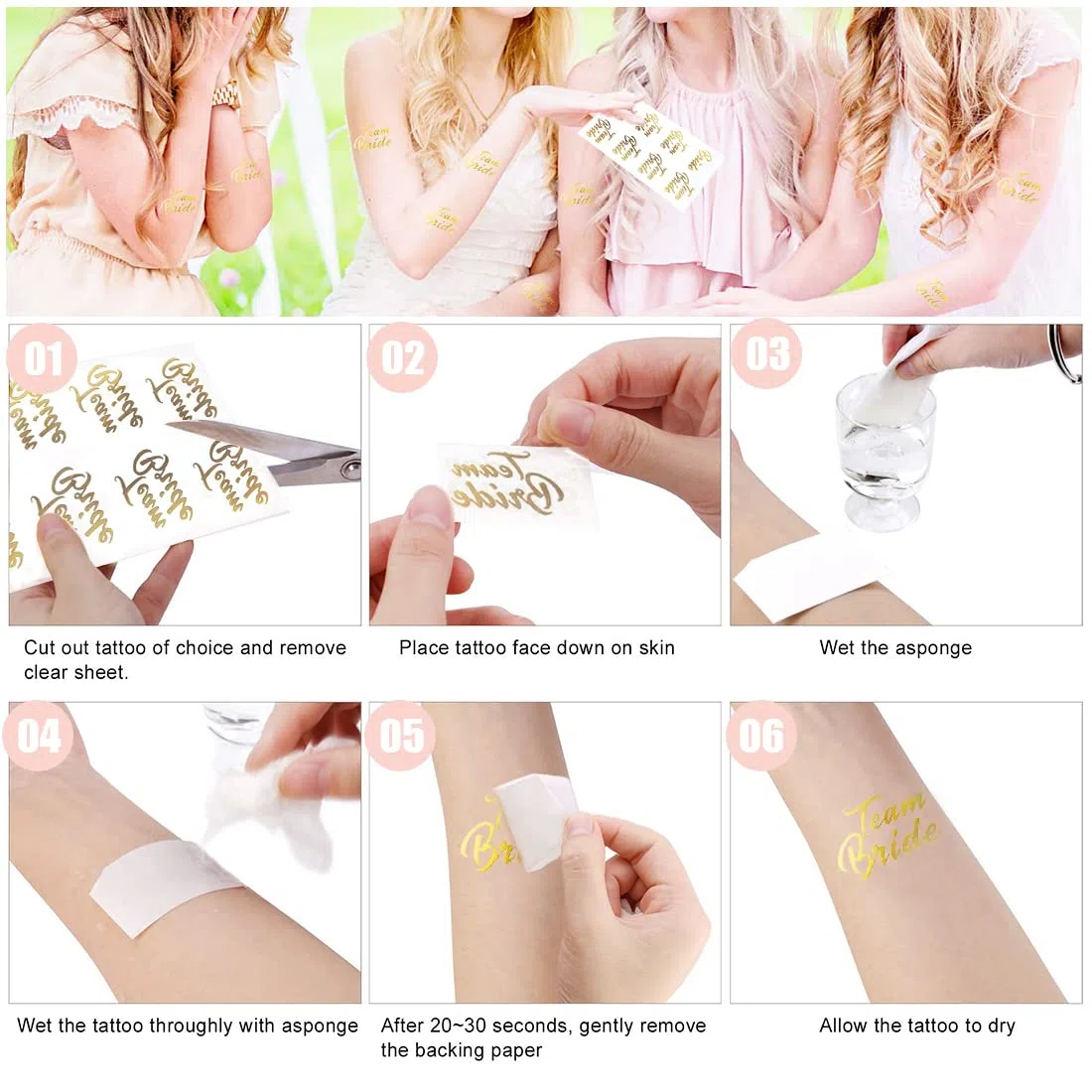 Zaloife 16 Pezzi Bride to Be Decorazioni, 1 Sposa di Essere Fascia, 10 Team Sposa Fasce, Velo Distintivo Cerchietto Tatuaggi, Sposa Decorazione per la Notte delle Ragazze