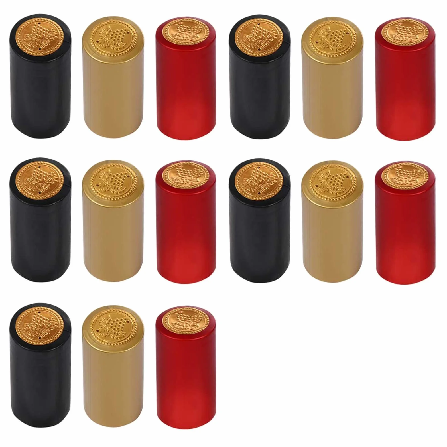 150 Pz Capsule Termorestringenti Per Bottiglie Tappi Termoretraibili Per Bottiglie Di Vino Permanente Sicuro Non Tossico, Per Famiglie, Cantine, Ristoranti, Feste, Ecc—Nero, Rosso Vino, Oro, 30 Mm