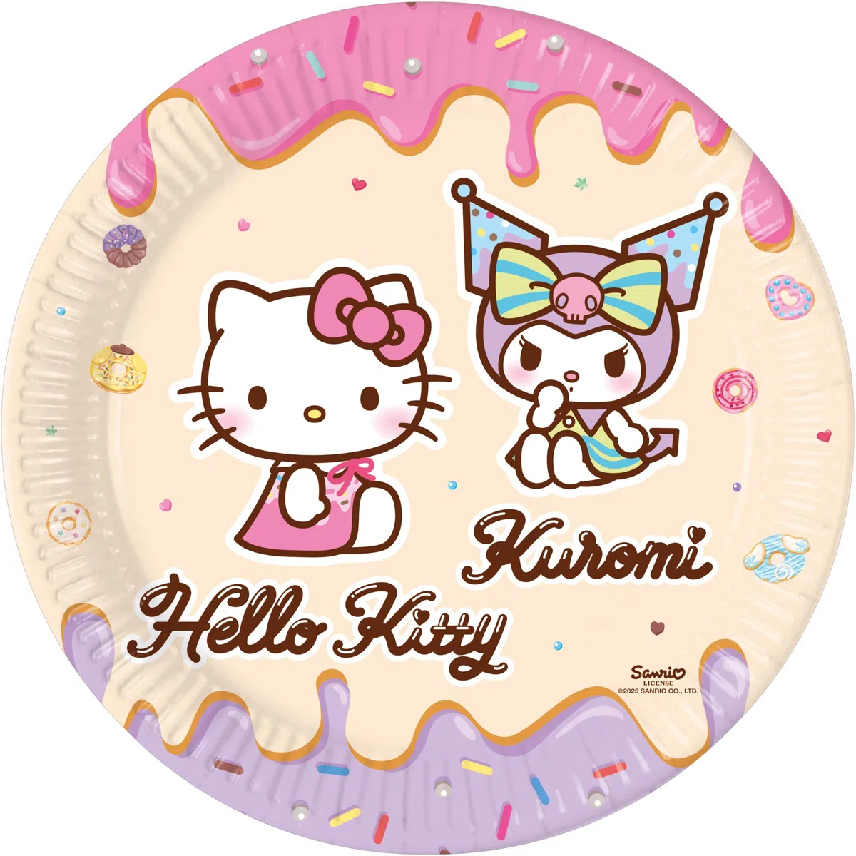 Procos - Decorazione per compleanno Hello Kitty & Kuromi, 52 pezzi, piatti, bicchieri e tovaglioli di carta per feste di compleanno per bambini, articoli per la tavola