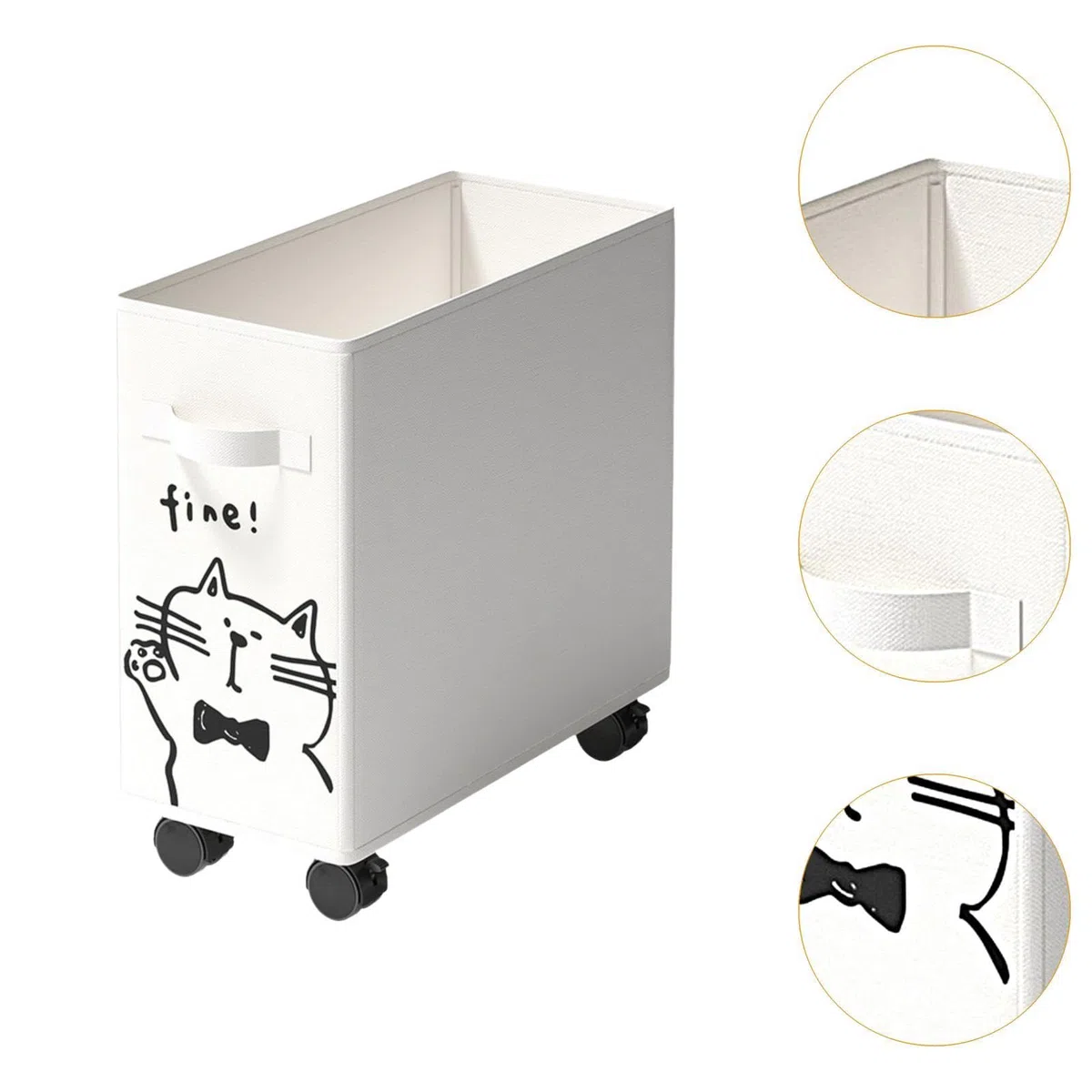 Carrello per oggetti da posizionare sotto la scrivania, carrello mobile con ruote per uso domestico, Bianco