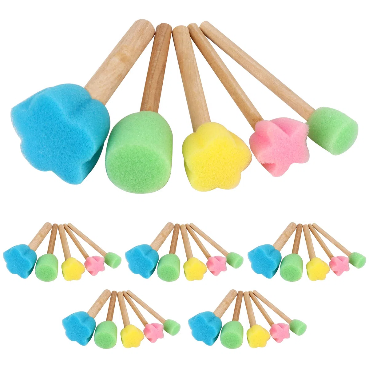 30 Pezzi Pennelli Spugn, Mini Colore Schiuma Spugna Pennello per Scarabocchio Bambini Strumenti, Pittura Artigianato, 5 Dimensioni