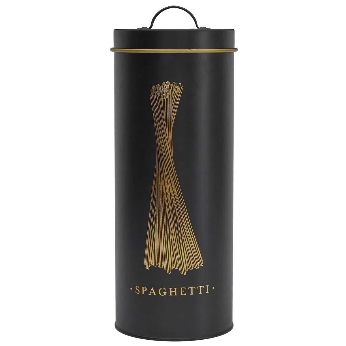 COOK CONCEPT, BT6814, Elegante Scatola in Metallo per Spaghetti, Design Moderno, Protezione ottimale Contro l'umidità, Facile da Pulire, capienza generosa, ermetica, Nero e Oro, 1,5L