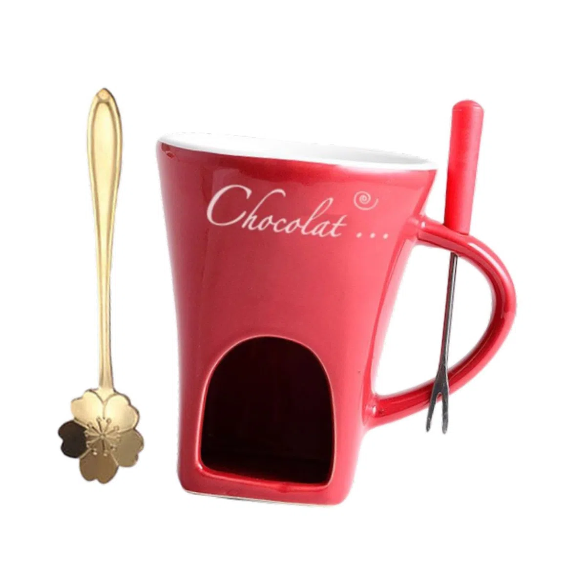 Pentola per fonduta di cioccolato, set di pentole per fonduta, pentola per sciogliere, snack da cucina, dessert, cena, tazza per, Rosso