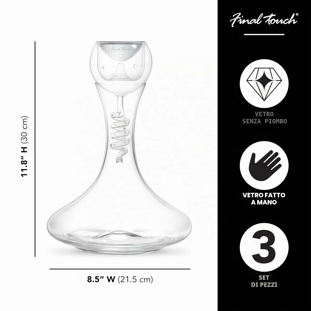 Final Touch Set di aeratore e decanter in vetro Twister (WDA919)