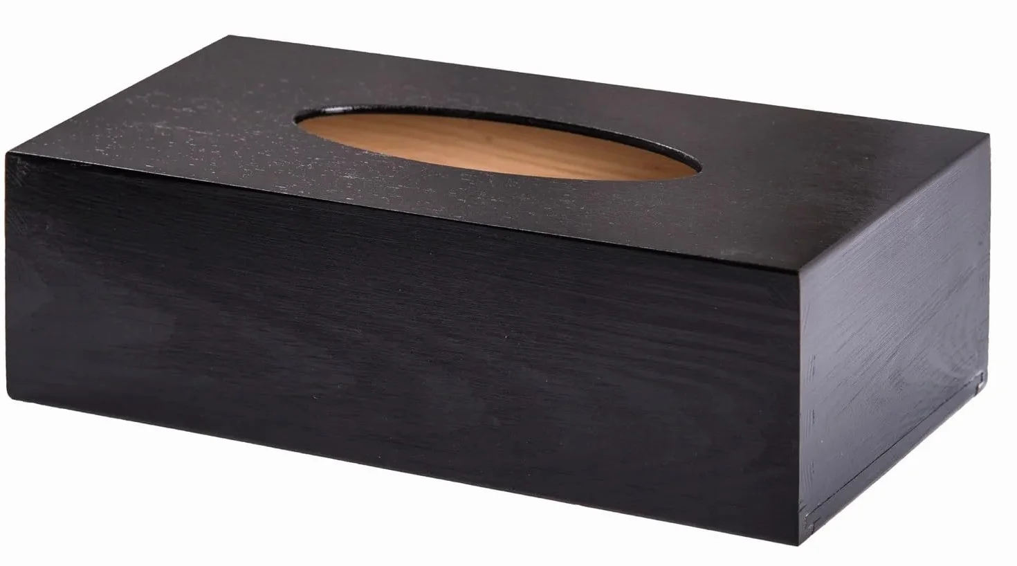 Wooden World - Elegante scatola per fazzoletti di legno con apertura dal basso - nera