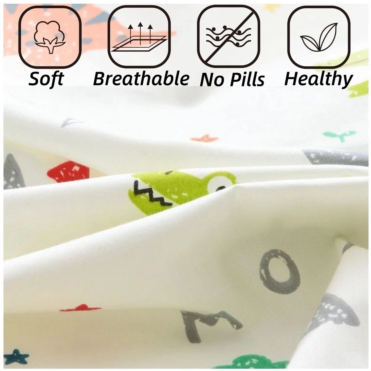 federe 40x60 bambini - Federa Cuscino Puro Cotone Set di 2 Tessuti Chiusura a Busta - Confortevole Federa Decorativa per Cuscino da Viaggio, Modello di Dinosauro, Regali di Natale per ragazzo