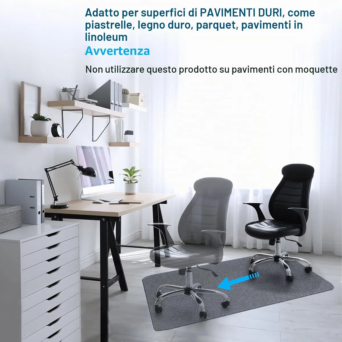 COSYLAND Tappeto Salvapavimento Tappeto Protettivo Salvapavimento Tappetino per Sedia da Ufficio Protezioni per Il Pavimento della Sedia Senza Arricciatura, Grigio